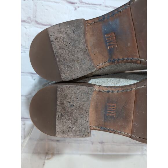 Frye Veronica Flex White Leather Distressed Slip On Ankle Bootie Moto 9 Biker - Picture 10 of 11